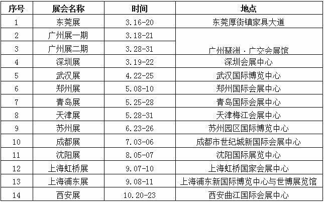 2016年最全办公家具展时间表-杏鑫娱乐分享